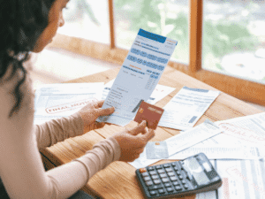 Stressed young woman has financial problems with credit card debt to pay crucial show concept of bad personal money and mortgage pay management crisis